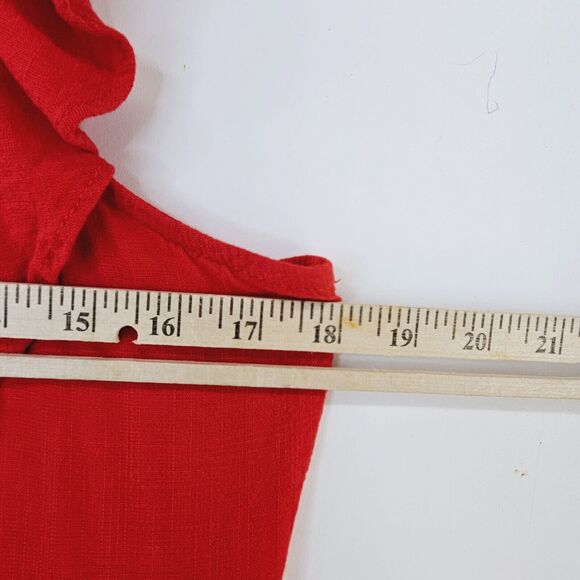 Charming Charlie Red Dress Womens Large‎ Sleeveless Ruffles Fit & Flare Mini 90s - Picture 9 of 10